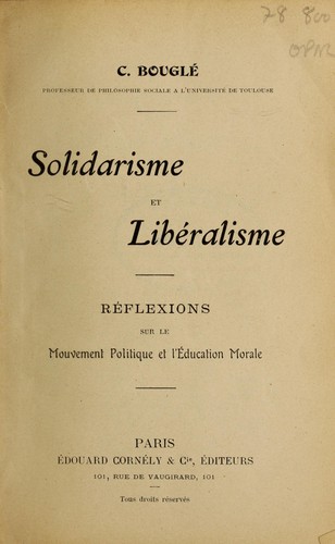 Cover for Solidarisme et libéralisme