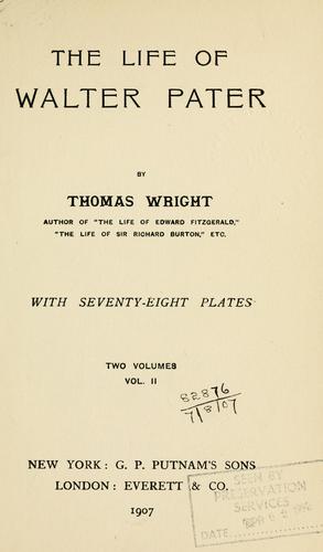 Cover for The life of Walter Pater.