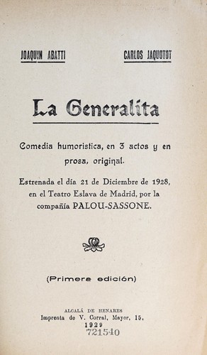 Cover for La generalita