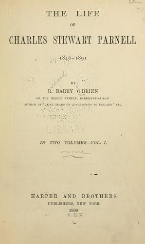 Cover for life of Charles Stewart Parnell, 1846-1891.