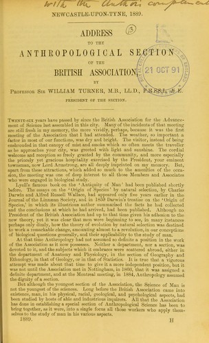 Cover for Address to the Anthropological Section of the British Association