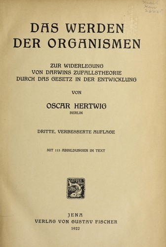 Cover for Das Werden der Organismen