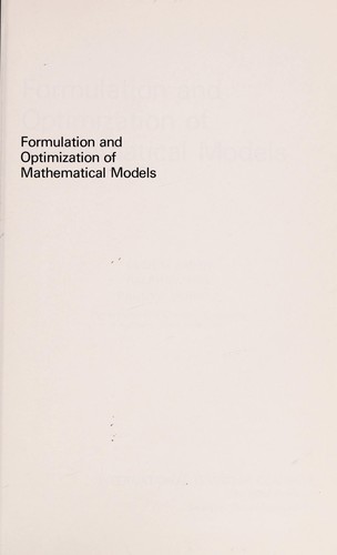 Cover for Formulation and optimization of mathematical models