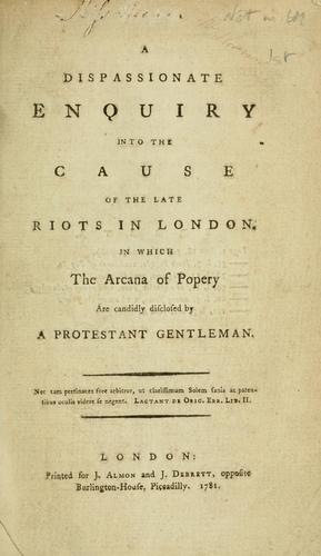 Cover for dispassionate enquiry into the causes of the late riots in London