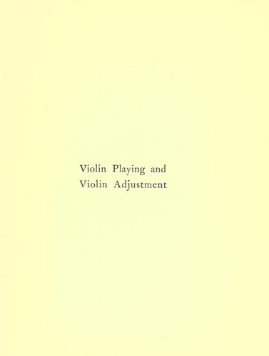 Cover for Violin playing and violin adjustment