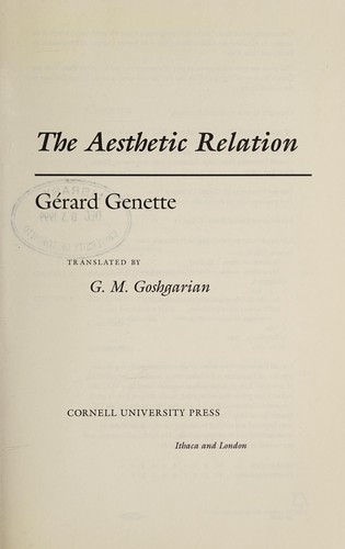 Cover for The aesthetic relation