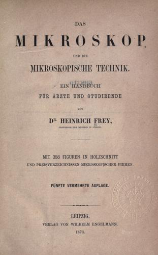 Cover for Mikroskop und die mikroskopische Technik