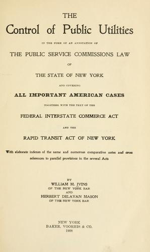 Cover for The control of public utilities