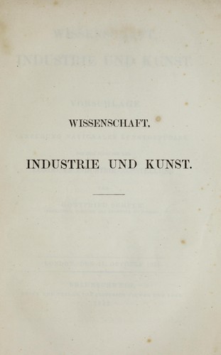 Cover for Wissenschaft, Industrie und Kunst