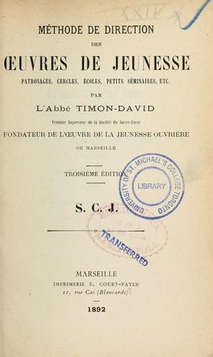 Cover for Méthode de direction des oeuvres de jeunesse