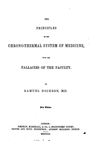 Cover for The principles of the chrono-thermal system of medicine