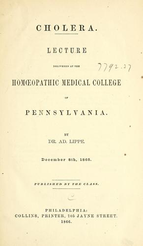 Cover for Cholera