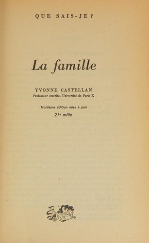 Cover for La famille