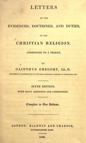 Cover for Letters on the evidences, doctrines and duties of the Christian religion addressed to a friend