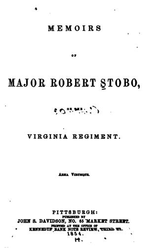 Cover for Memoirs of Major Robert Stobo of the Virginia regiment.