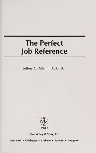 Cover for The perfect job reference