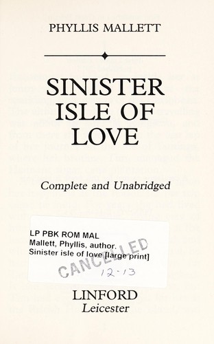 Cover for Sinister isle of love