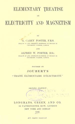 Cover for Elementary treatise on electricity and magnetism