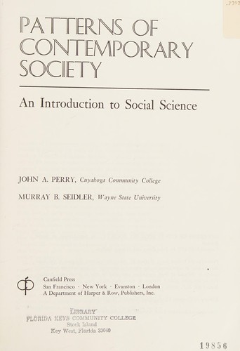 Cover for Patterns of contemporary society