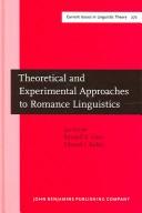 Cover for Theoretical and experimental approaches to Romance linguistics