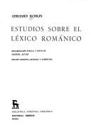 Cover for Estudios sobre el léxico románico