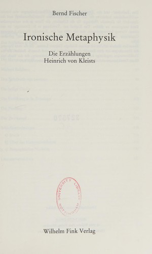 Cover for Ironische Metaphysik