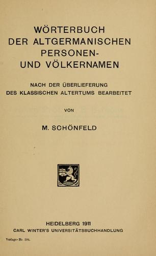 Cover for Wörterbuch der altgermanischen personen-und völkernamen