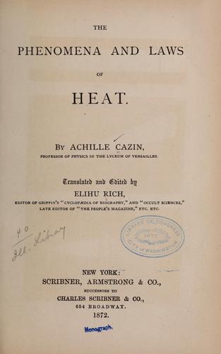 Cover for The phenomena and laws of heat