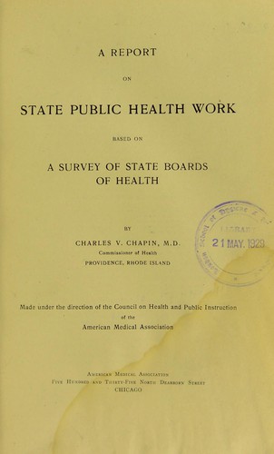 Cover for A report on state public health work based on a survey of State Boards of Health