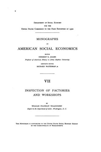 Cover for Inspection of factories and workshops