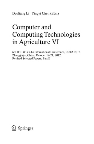 Cover for Computer and Computing Technologies in Agriculture VI