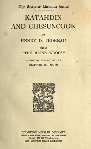 Cover for Katahdin and Chesuncook