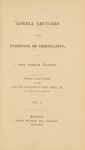 Cover for Lowell lectures on the evidences of Christianity