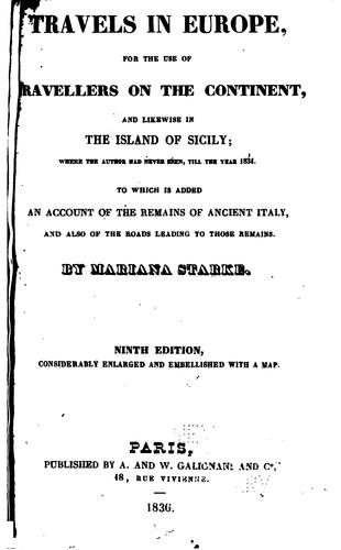 Cover for Travels in Europe ...: And ... in the Island of Sicily ... To which is Added an Account of the ...