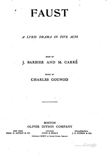Cover for Faust: A Lyric Drama in Five Acts
