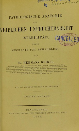 Cover for Pathologische Anatomie der weiblichen Unfruchtbarkeit (Sterilität)