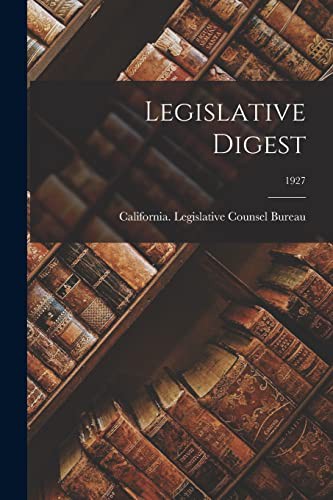 Cover for Legislative Digest; 1927