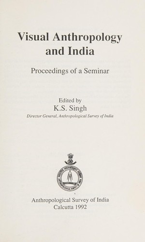 Cover for Visual anthropology and India