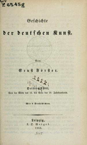 Cover for Geschichte der deutschen Kunst