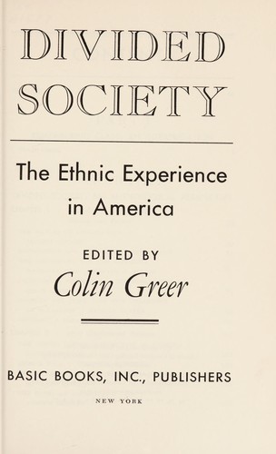 Cover for Divided society