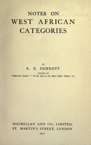 Cover for Notes on West African categories.