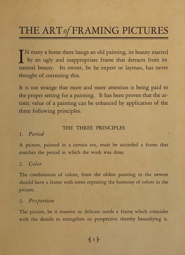 Cover for The art of framing pictures