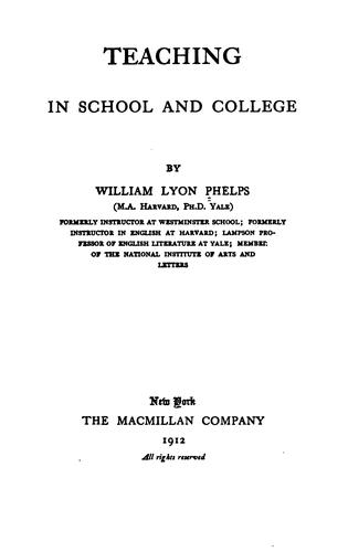Cover for Teaching in school and college