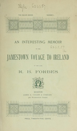 Cover for An interesting memoir of the Jamestown voyage to Ireland