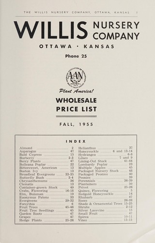 Cover for Wholesale price list, fall, 1955