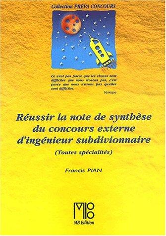 Cover for Réussir la note de synthese du concours