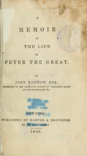 Cover for A memoir of the life of Peter the Great