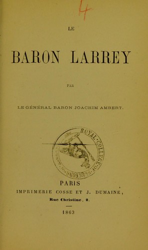 Cover for Le baron Larrey