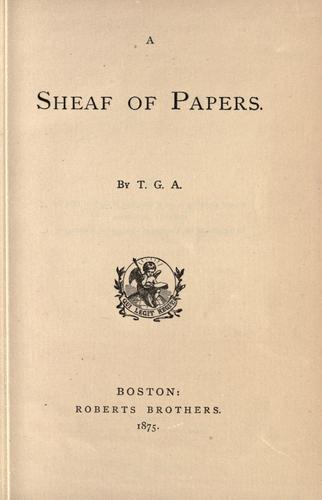 Cover for A sheaf of papers