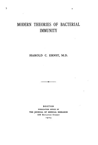 Cover for Modern Theories of Bacterial Immunity